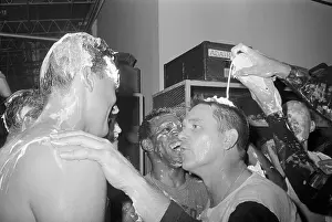 Teammate Pouring Shaving Cream on Dick Williams