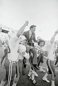 Teammates Carrying Coach Tom Osborne After Football Win