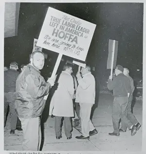 Teamster Union Members Supporting Jimmy Hoffa