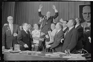 Hoffa Prints: Teamsters Holding Dave Beck on Their Shoulders