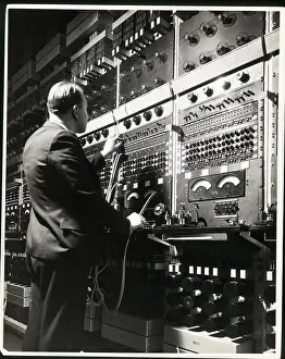 Technician Prints: Technician Checking Telegraph Wires