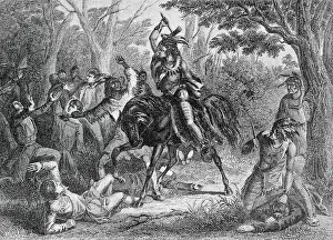 Tecumseh Prints: Tecumseh Fighting on Horseback for the British