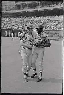 Pittsburgh Prints: Ted Simmons and Bob Gibson Posing on Field