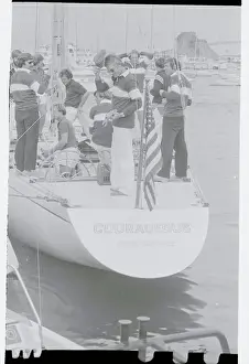 Ted Turner Leaving Dock for Yacht Race