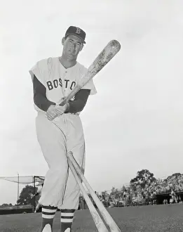 A Home Run of History: Ted Williams in Batting Position and Wearing Baseball Uniform