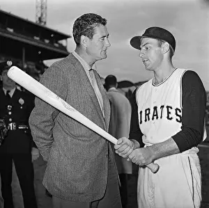 Ted Williams Conversing with Dick Groat on Baseball Techniques