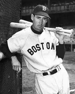 Slugger Prints: Ted Williams Holding Bats over His Shoulder