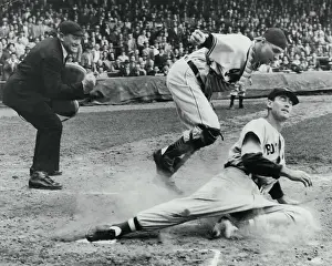 Ted Williams Prints: Ted Williams Out at Home Plate