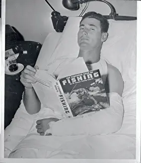 Ted Williams in Hospital with Injured Elbow Due to Crashing Ball