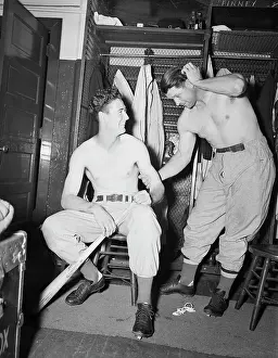 Ted Williams Prints: Ted Williams and Jimmy Fox in Locker Room