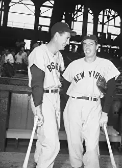 All Star Prints: Ted Williams & Joe Dimaggio Stand with Bats