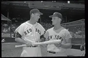 Ted Williams and Roger Maris with Baseball Bat