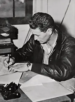 Ted Williams Prints: Ted Williams Signing Discharge Papers