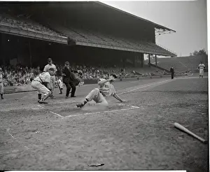 Ted Williams Prints: Ted Williams Sliding Into Home Plate