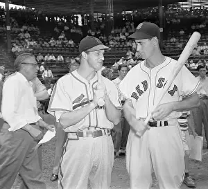 Ted Williams and Stan Musial Conversing in the Stadium