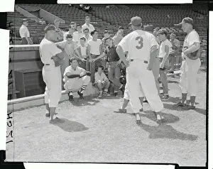 Ted Williams Teaching Baseball Skills to Audience