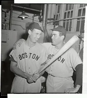 Ted Williams and Tex Hughson in Locker Room
