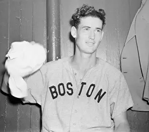 Ted Williams Wearing Boston Jersey
