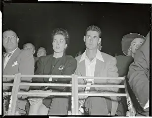 Ted Williams and Wife Sitting in Yankee Stand