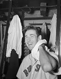 Ted Williams Wiping Sweat in The Locker Room