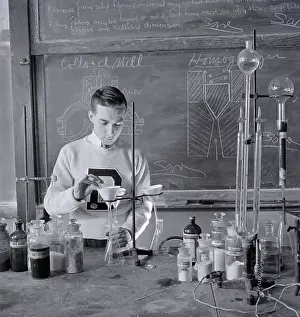 Flask Prints: Teen Working on Experiment