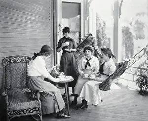Porch Prints: Four Teenage Girls On Veranda