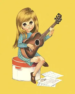 Facial Prints: Teenager Playing a Guitar