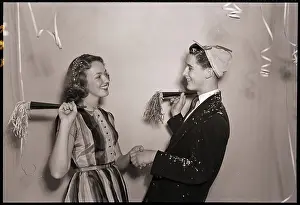 New Years Eve Prints: Teenagers Celebrating New Year's