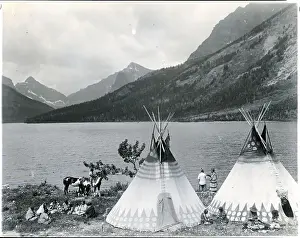 Missouri Prints: Teepee, Indians On Shore Of Lake