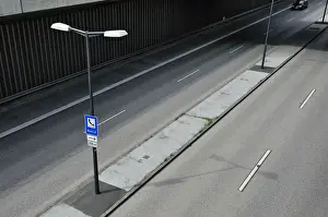 Vehicles Prints: Tegernseer Landstrasse, lowered road, Harlaching, Munich, Bavaria, Germany, Europe