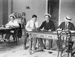 Telegraph Prints: Telegraph Men Seated at Table