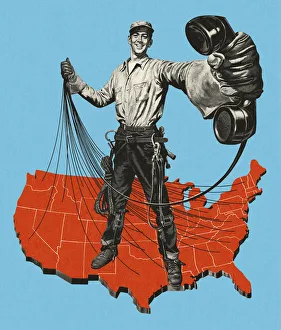 Science And Technology Gallery: Telephone Lines Connecting the USA