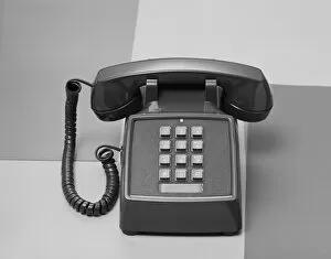 Telephone on white background, close-up