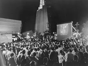 Television Projecting the Moon Walk