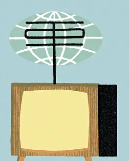 Broadcasting Prints: Television Set with Antenna