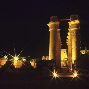 Images Dated 8th July 2012: Temple of Luxor Hypostyle Hall at night, Luxor
