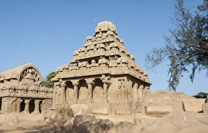 Images Dated 2nd April 2012: Temple, Pancha Rathas, Mahabalipuram, Tamil Nadu, Kanchipuram, India
