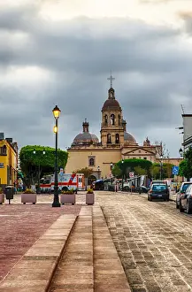 Queretaro State Prints: Templo de la Santa Cruz ( Temple of the Holy Cross ) at dawn - Queretaro, Mexico