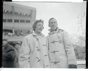 Tenley Albright and Hayes Alan Jenkins Posing in Winter Outerwear