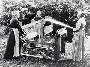 Tennessee Prints: Tennessee Mountaineers Using Weaving Loom Outdoors