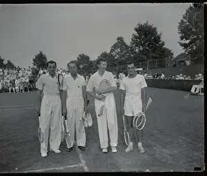 Tennis Players on Court Before Match