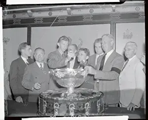 Davis Prints: Tennis Professionals Standing over Trophy