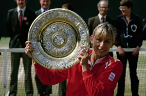 Martina Navratilova Prints: Tennis Star Martina Navratilova with the Wimbledon Prize