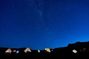 Images Dated 2nd September 2015: Tents at Shira One Camp at night, Kilimanjaro National Park