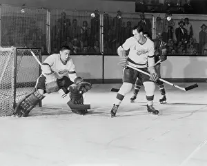Goalkeeper Prints: Terry Sawchuk Blocking a Shot