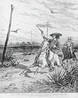 Telegraph Wire Prints: Texas Herders Using Telegraph Insulators for Revolver Practice