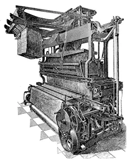 Fabric Prints: Textile industry, damask loom of the Saxon loom factory in Chemnitz