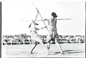 Bangkok Prints: Thai Women Fighting with Sticks