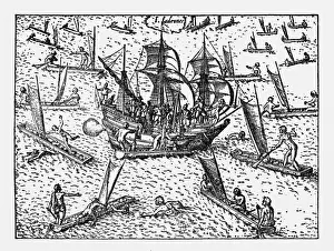 Violence Prints: Theives Attacking Van Noort on the Marianne Islands, 1600