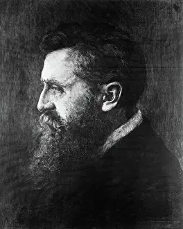 Theodor Herzl Profile Etched Portrait